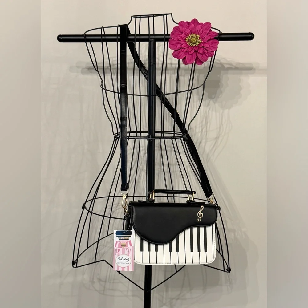 New Music Piano Keyboard Synth 80s Vibe Novelty Crossbody Shoulder Purse Bag